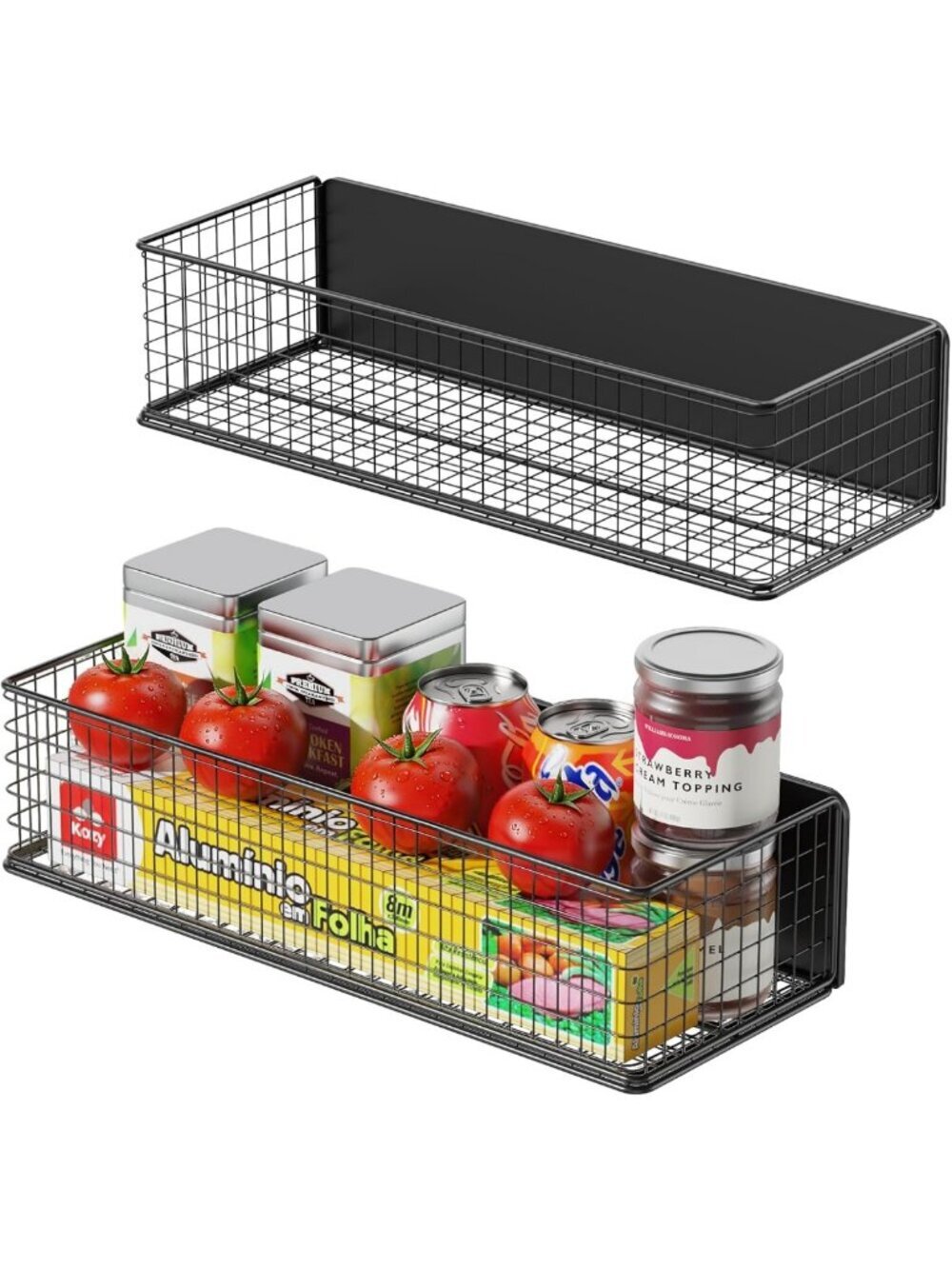2-Pack Magnetic Basket Organizer for Fridge & Classroom - Storage Bin Containers